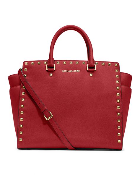 michael kors selma studded saffiano large red totes|Michael Kors selma saffiano.